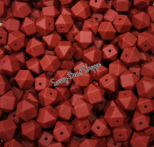 Maroon 14mm Hexagon Silicone Beads - Sassy Bead Shoppe