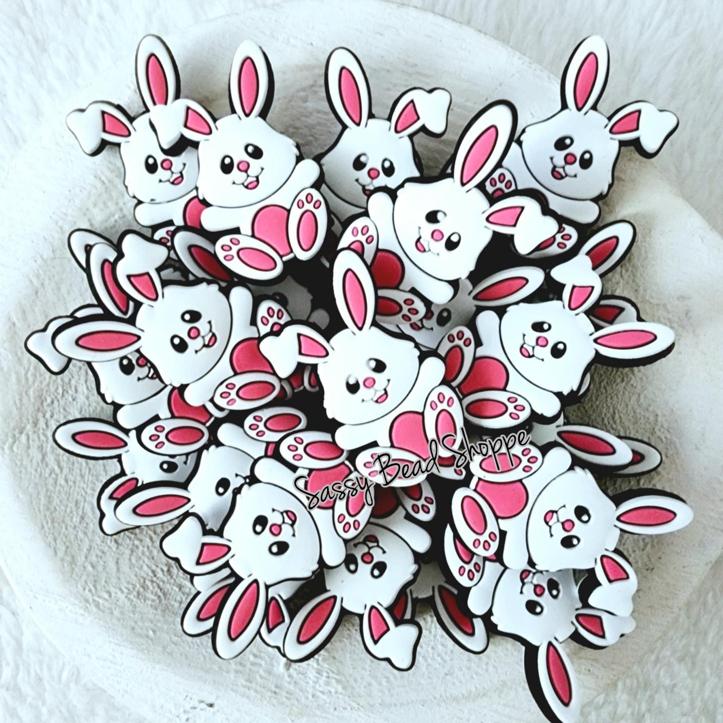 White Bunny Focal Beads - Sassy Bead Shoppe