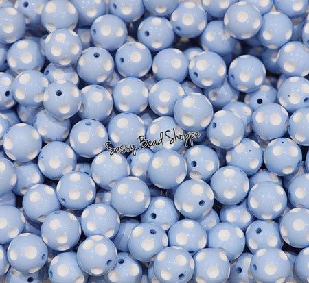 20MM Baby Blue Polka Dot Beads