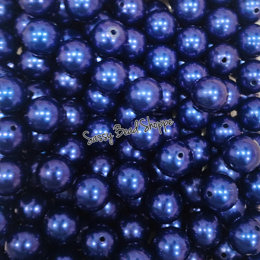 20MM Navy Pearl Beads - Sassy Bead Shoppe