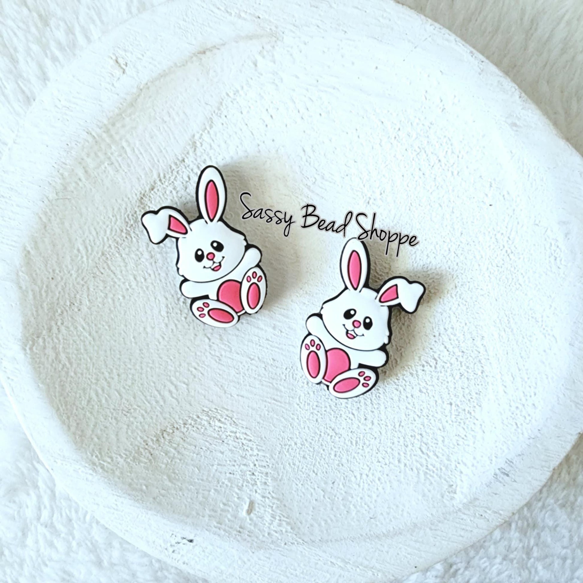 White Bunny Focal Beads - Sassy Bead Shoppe