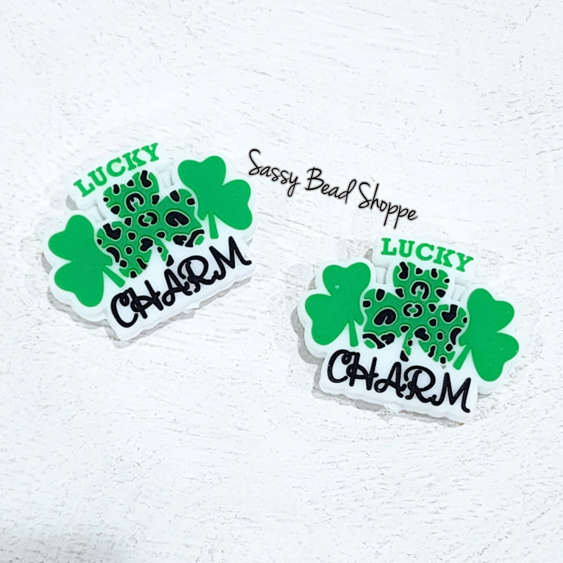 Lucky Charm Silicone Beads, Clover Shape Silicone Beads, Loose Silicone Beads, Focal Beads, Silicone Beads, St. Patrick's Day Beads