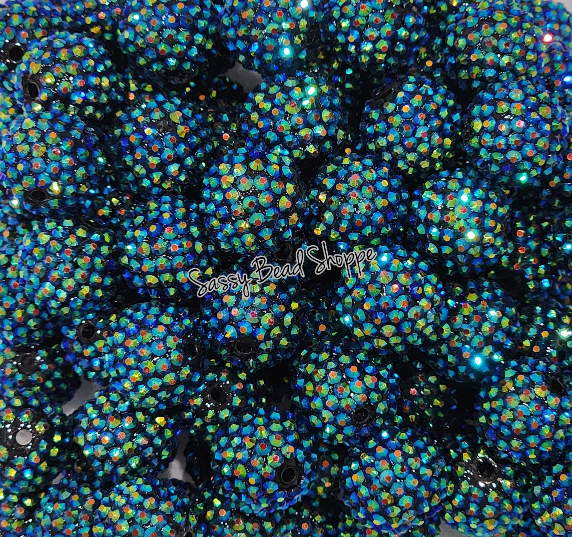 20MM Dark Peacock Rhinestone Chunky Bubblegum Beads, Acrylic Beads in Bulk, 20mm Bubble Gum Beads, 20mm Chunky Beads