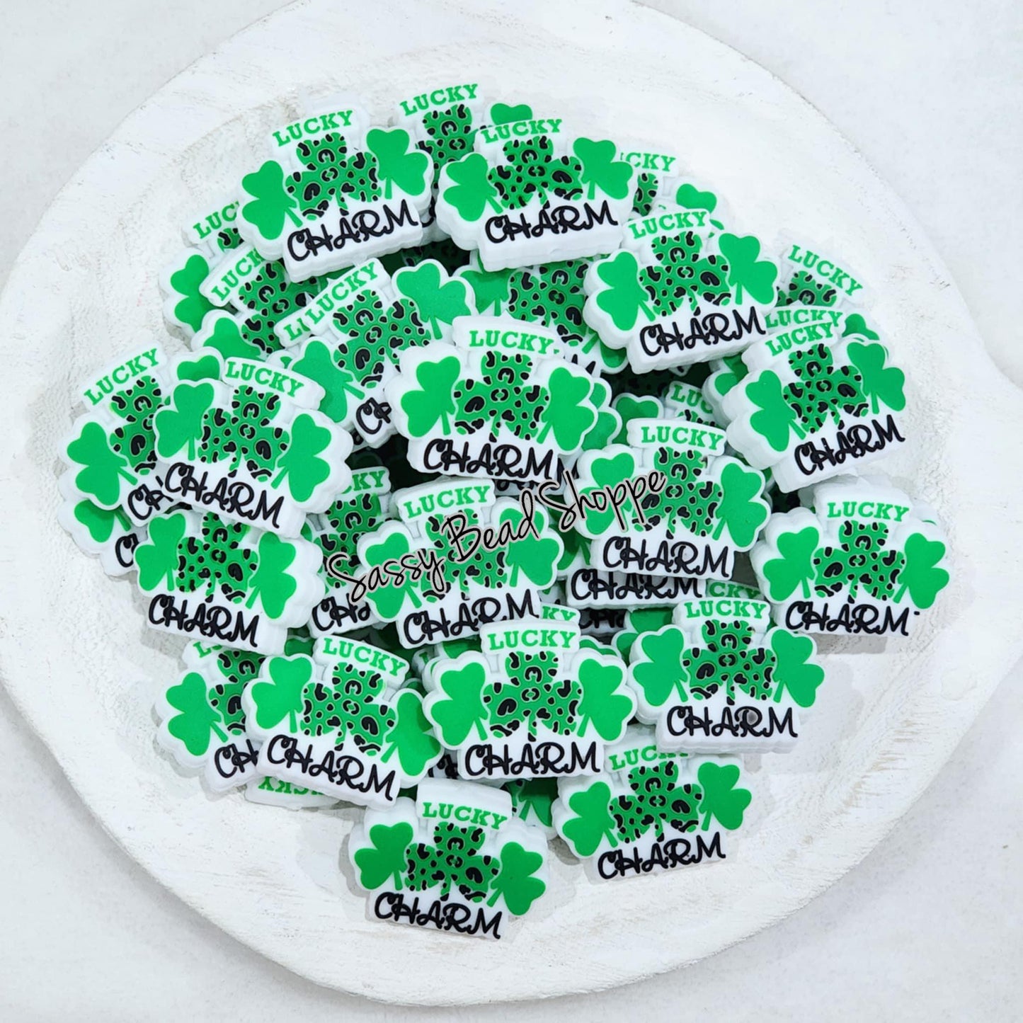 Lucky Charm Silicone Beads, Clover Shape Silicone Beads, Loose Silicone Beads, Focal Beads, Silicone Beads, St. Patrick's Day Beads