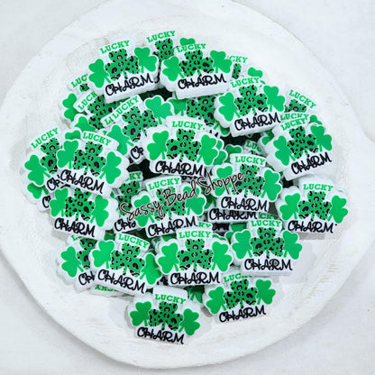 Lucky Charm Silicone Beads, Clover Shape Silicone Beads, Loose Silicone Beads, Focal Beads, Silicone Beads, St. Patrick's Day Beads