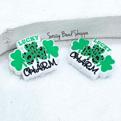 Lucky Charm Silicone Beads, Clover Shape Silicone Beads, Loose Silicone Beads, Focal Beads, Silicone Beads, St. Patrick's Day Beads