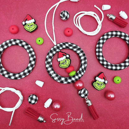 Grumpy Green DIY Car Charm with a fun mix of Christmas beads - Green Guy Focal — plus accent beads