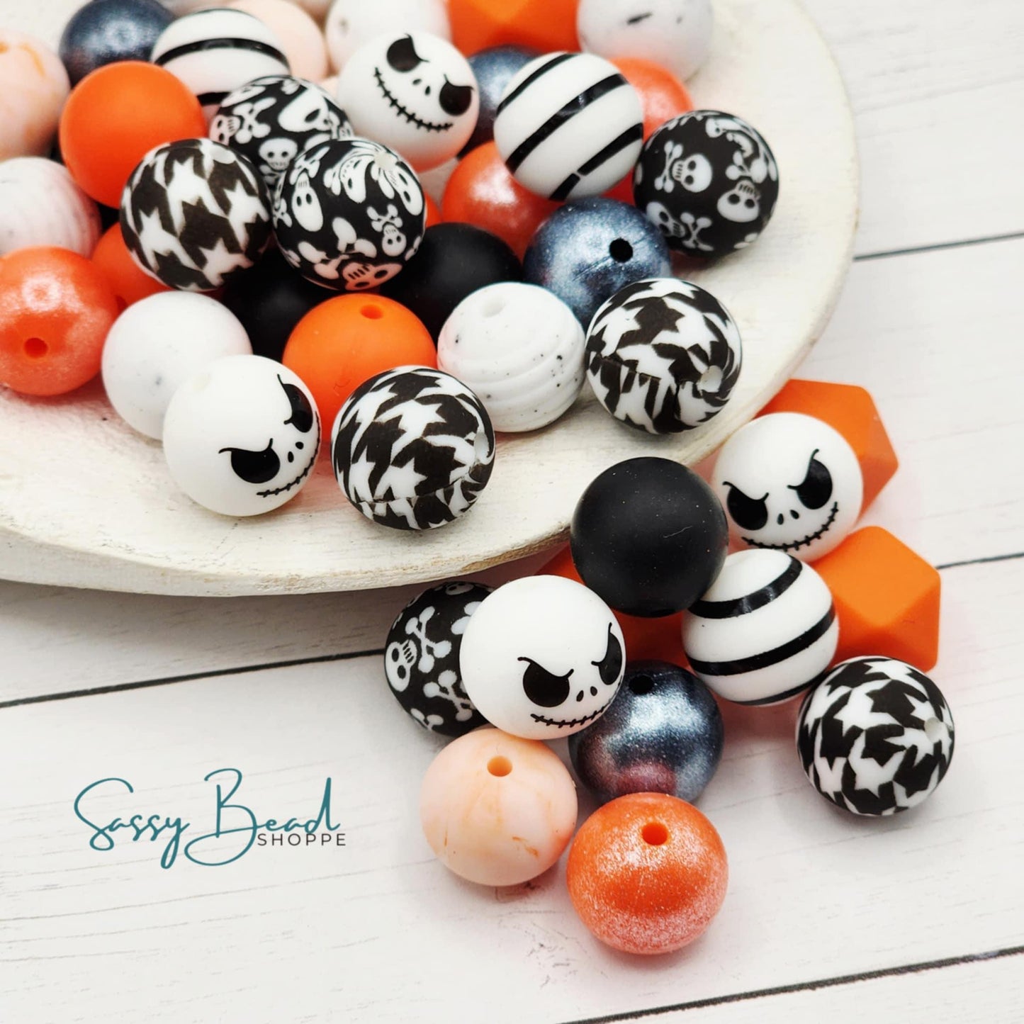 Harley Ride skull bead mix with a fun mix of Halloween beads - skulls & crossbones and skulls — plus accent beads