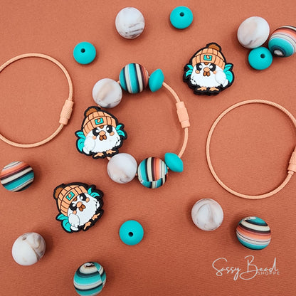 Gobble Gobble Cup Charm DIY Kit ~ Thanksgiving Turkey Beads kit with silicone focal beads — Chill turkey, — plus accent beads