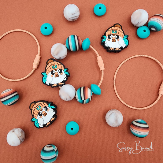 Gobble Gobble Cup Charm DIY Kit ~ Thanksgiving Turkey Beads kit with silicone focal beads — Chill turkey, — plus accent beads