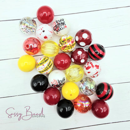 20mm Acrylic bead mix styled flat lay showing beads you will receive, for all your creative craft projects