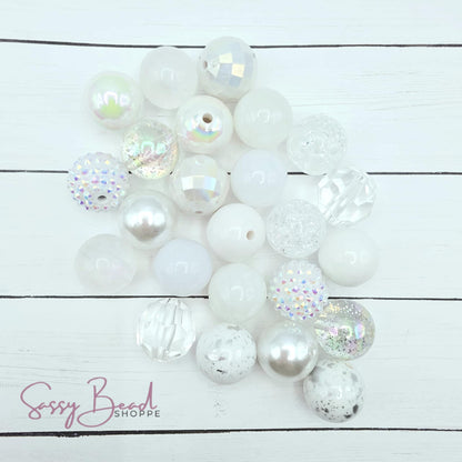 20mm Acrylic bead mix styled flat lay showing beads you will receive