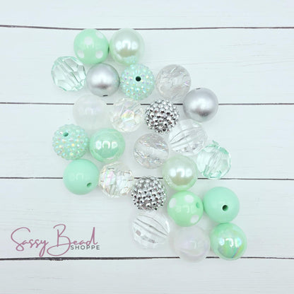 20mm Acrylic bead mix styled flat lay showing beads you will receive