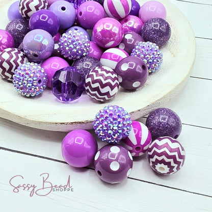 Purplicious acrylic bead mix ~ beads in different shades of purple designs for DIY pens, badge reels, wristlets, cookie scribes, and all your jewelry making