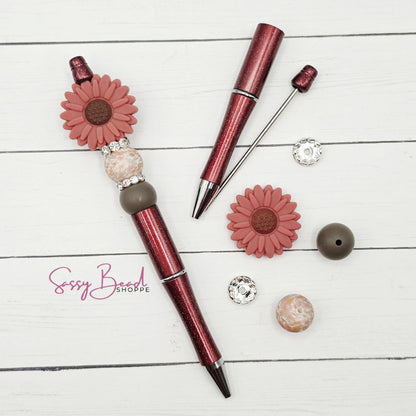 Vintage Bloom beadable pen kit with flower focal beads — plus accent beads