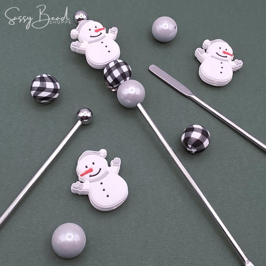 Frosty Fun DIY Stir Stick with a fun mix of Winter beads - Snowman & Plaid — plus accent beads