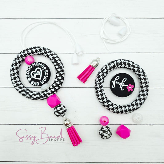 Good Moms, Bad Words DIY Car Charm Kit – Funny Beaded Car Accessory Gift ~ Sassy Mama Rearview Hanger ~ Snarky Humor Craft Kit, Car Lovers