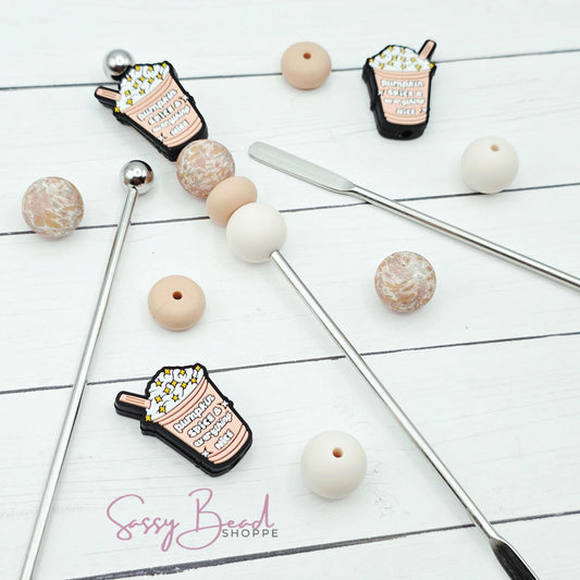Pumpkin Spice DIY Stir Stick with a fun mix of Ice Coffee beads - Pumpkin Spice ice coffee with whip cream  — plus accent beads