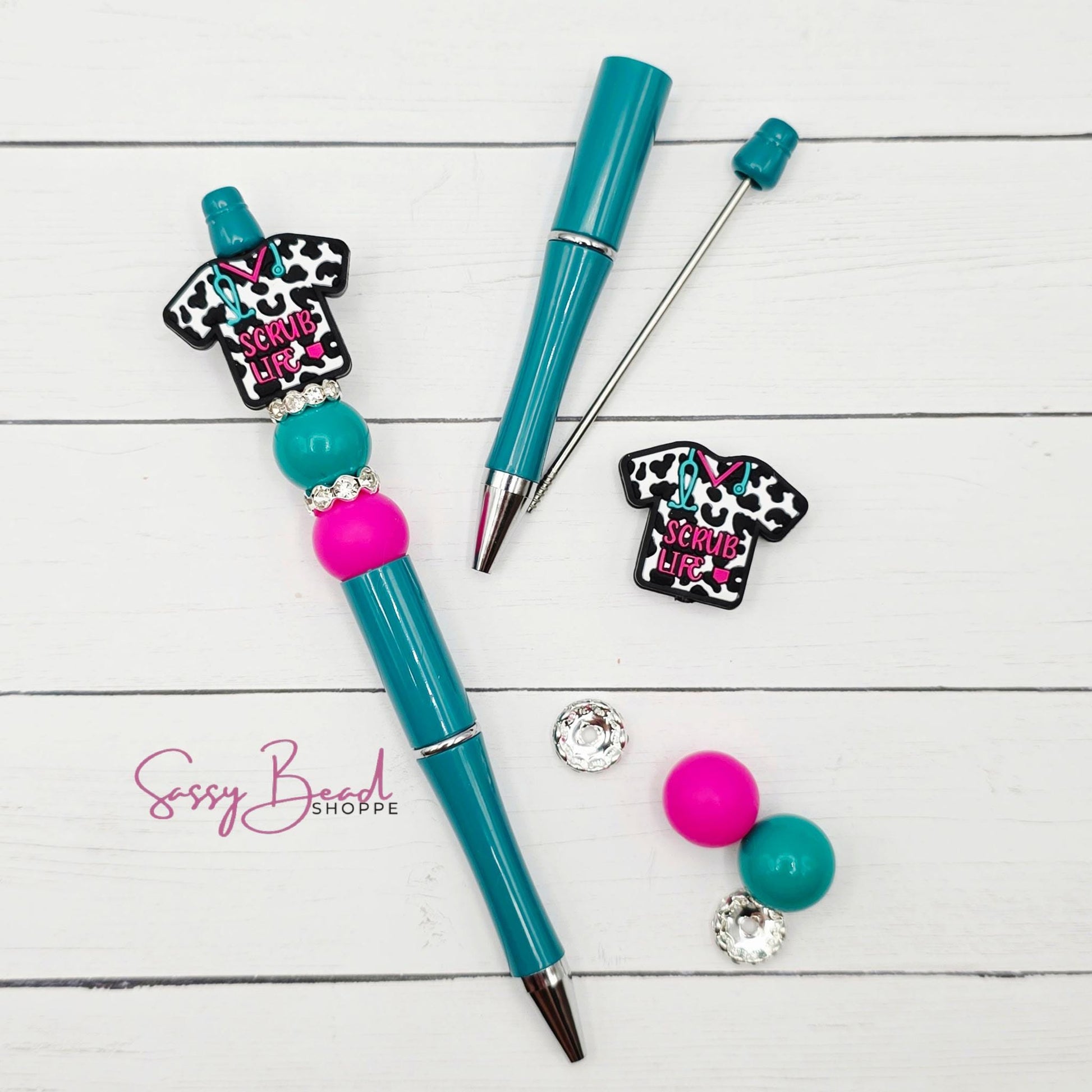 Living the Scribe Life beadable pen kit with scribe life shirt focal beads — plus accent beads