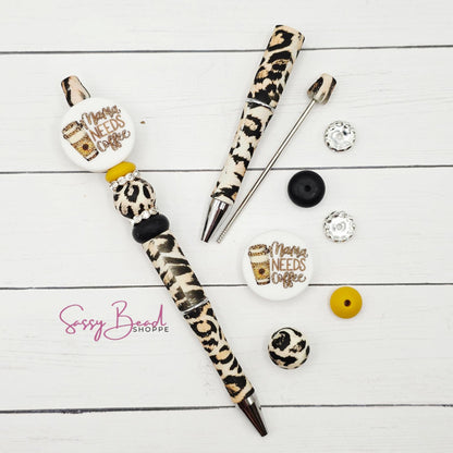 Espresso Yourself beadable pen kit with Mama needs coffee focal beads — plus accent beads