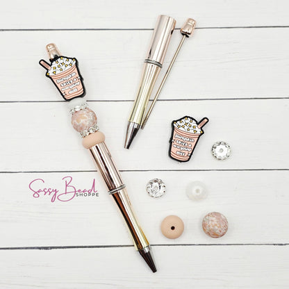 Spice it up beadable pen kit with ice coffee cupthat says pumpkin spice & everything nice focal bead — plus accent beads