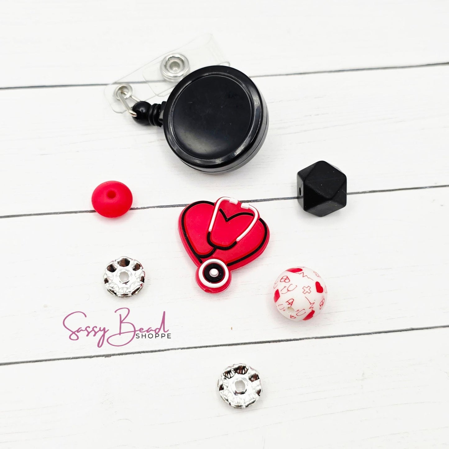 Heart Stethoscope Badge Reel DIY Kit, Nurse Gift, Medical Badge Reel Craft, DIY Nurse Badge, Healthcare Worker Gift Kit, Custom ID Holder