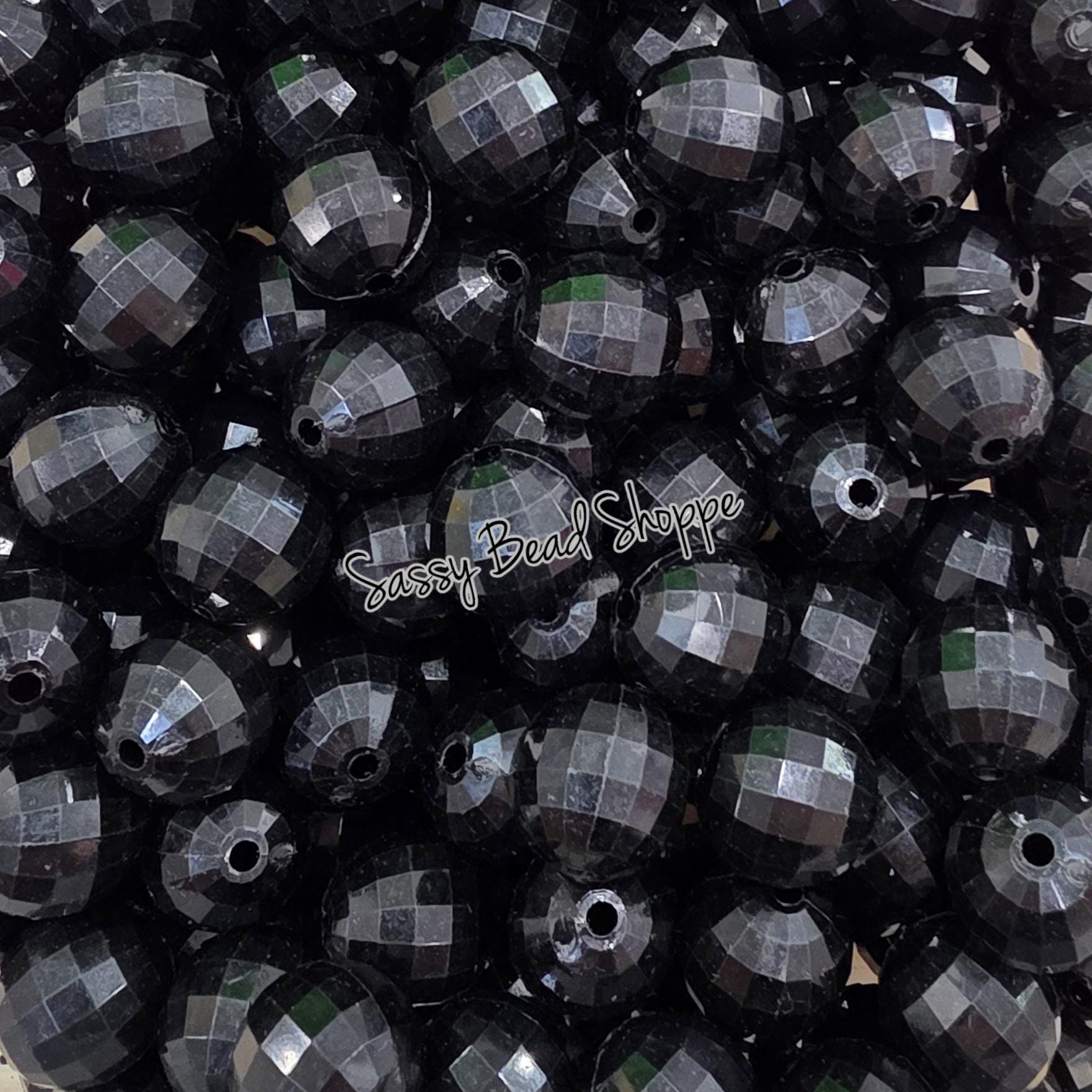 20MM Black Disco Beads