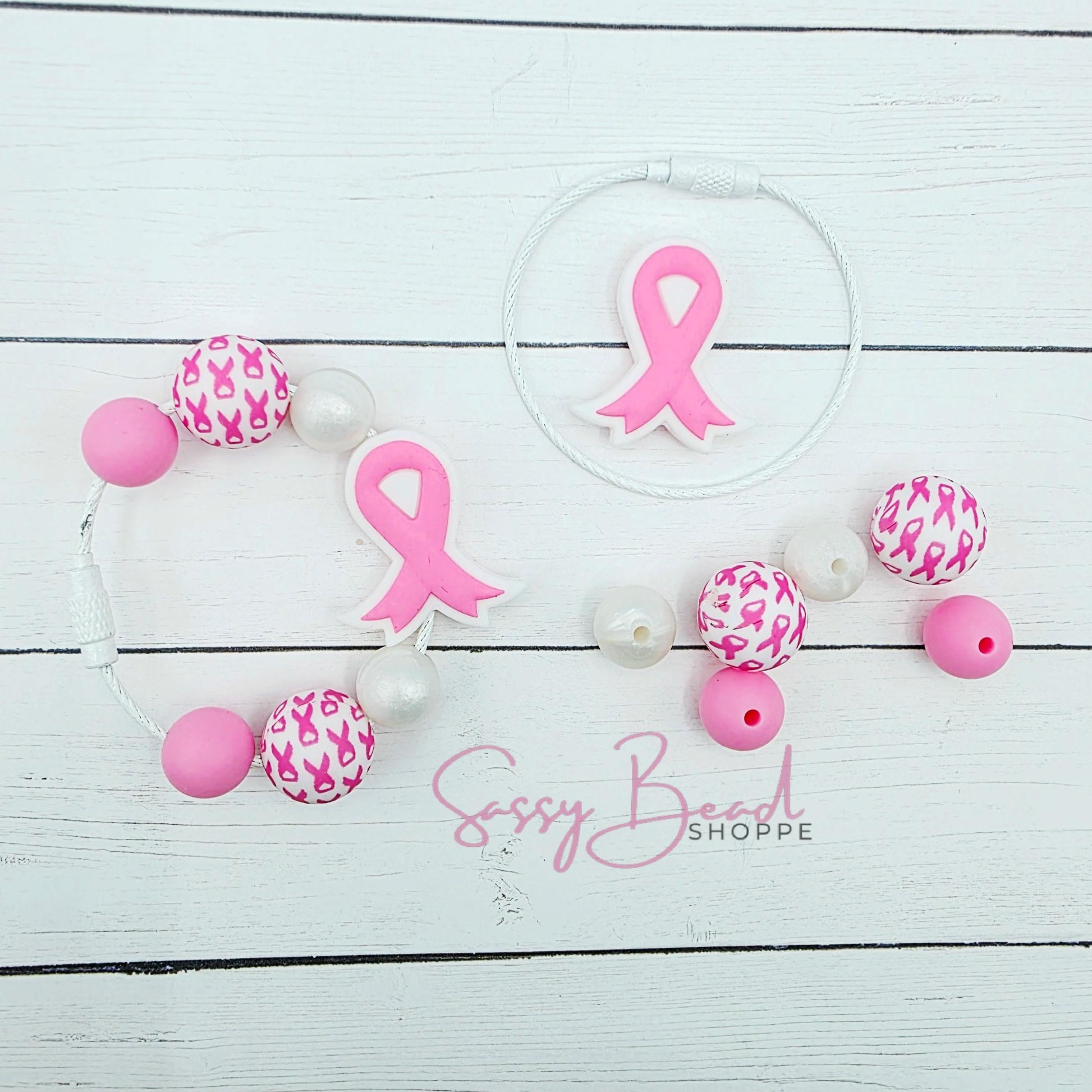 Sip in Strength DIY Tumbler Charm Kit, Breast Cancer Awareness Cup Charm, Pink Ribbon Bead Craft, Support Gift, Drink Accessory