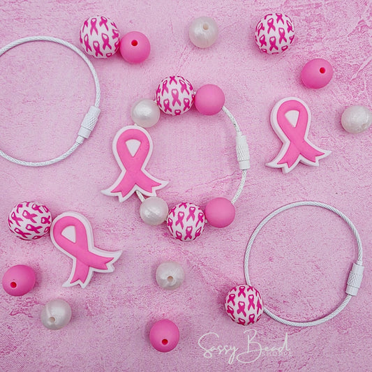 Sip in Strength DIY Tumbler Charm Kit, Breast Cancer Awareness Cup Charm, Pink Ribbon Bead Craft, Support Gift, Drink Accessory