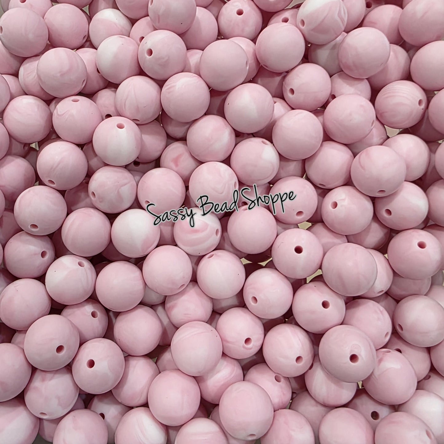 15mm Light Pink Marble Silicone Beads
