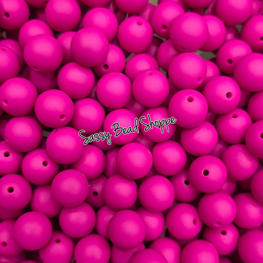 15mm Magenta Silicone Beads