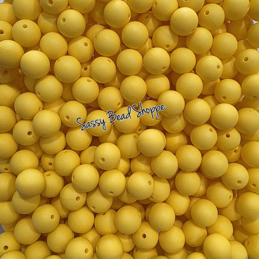 Yellow 15mm Round Silicone Beads – Chunky Beads for DIY Jewelry, Pens, Bracelets, Wristlets, Crafts, Gifts