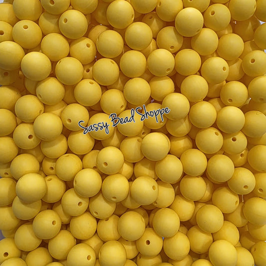Yellow 15mm Silicone Beads