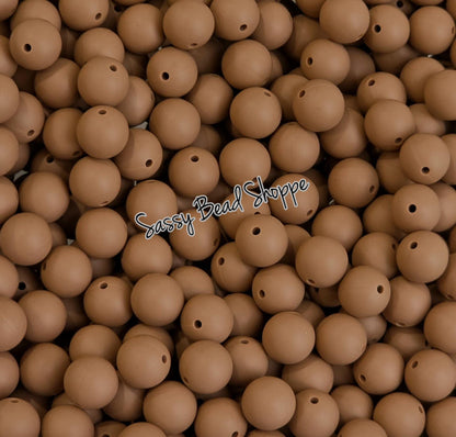 Dark Camel 15mm Silicone Beads