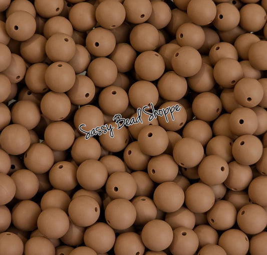 Dark Camel 15mm Silicone Beads