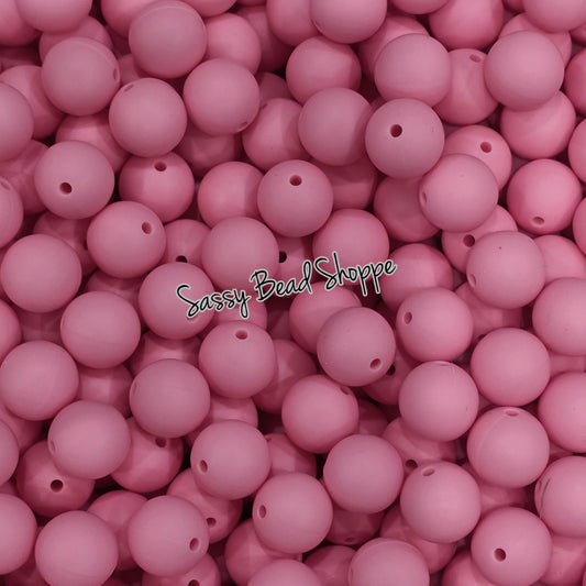15mm Rouge Pink Silicone Beads