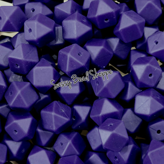 Midnight Plum 14mm Hexagon Silicone Beads