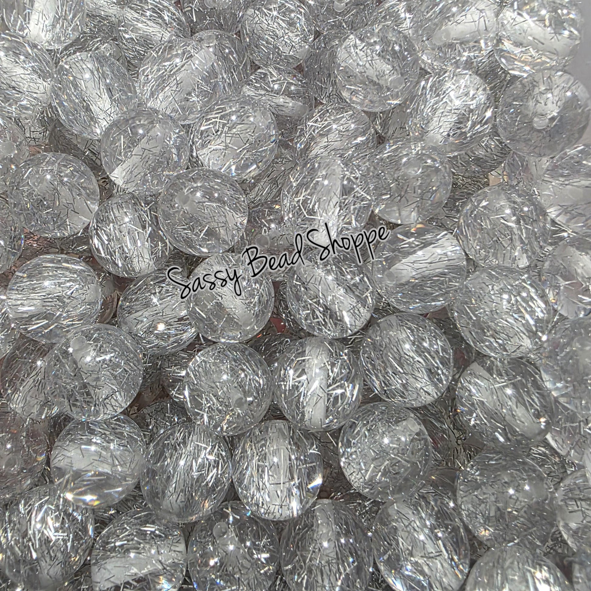 20MM Silver Confetti Beads
