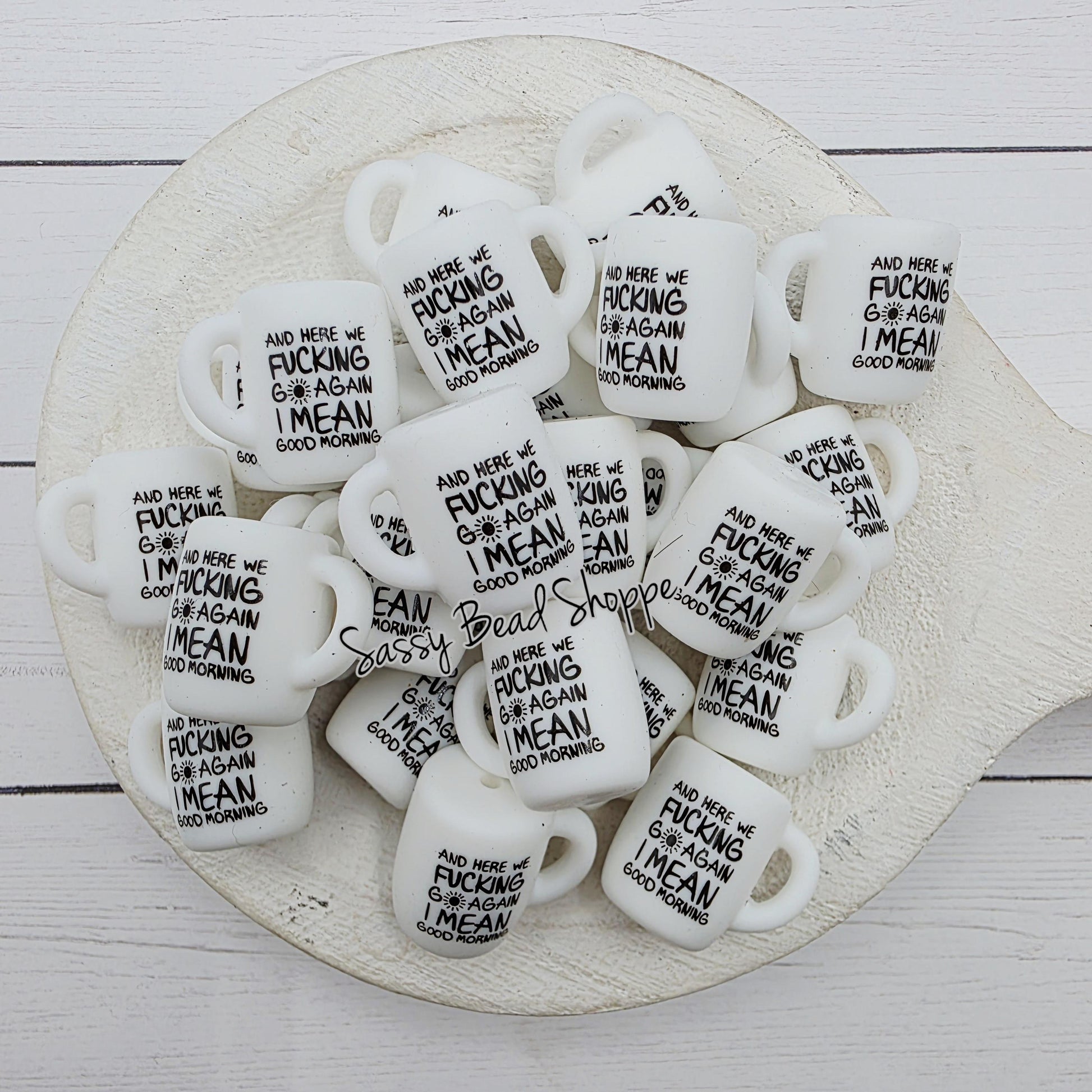 Here We Go Again Coffee Mug Silicone Beads, Coffee Cup Bead, Mug Shaped Silicone Beads, Focal Beads, Silicone For Pens