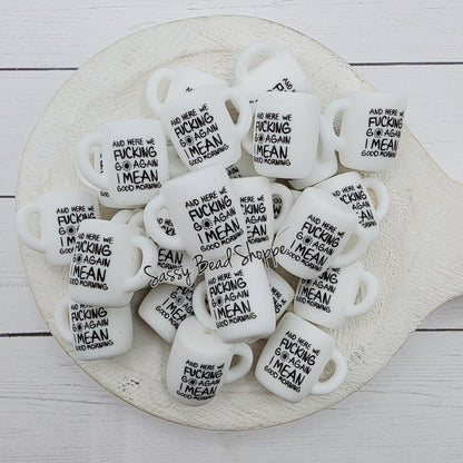 Here We Go Again Coffee Mug Silicone Beads, Coffee Cup Bead, Mug Shaped Silicone Beads, Focal Beads, Silicone For Pens