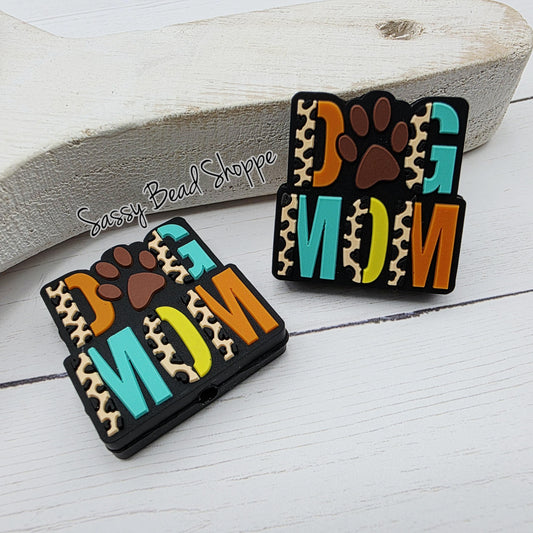 Leopard Dog Mom Silicone Focal Bead, DIY Pen Beads for Bracelets, Keychain Making, Car Charm Crafts, Jewelry, Cookie Scribes, Tumbler Charms