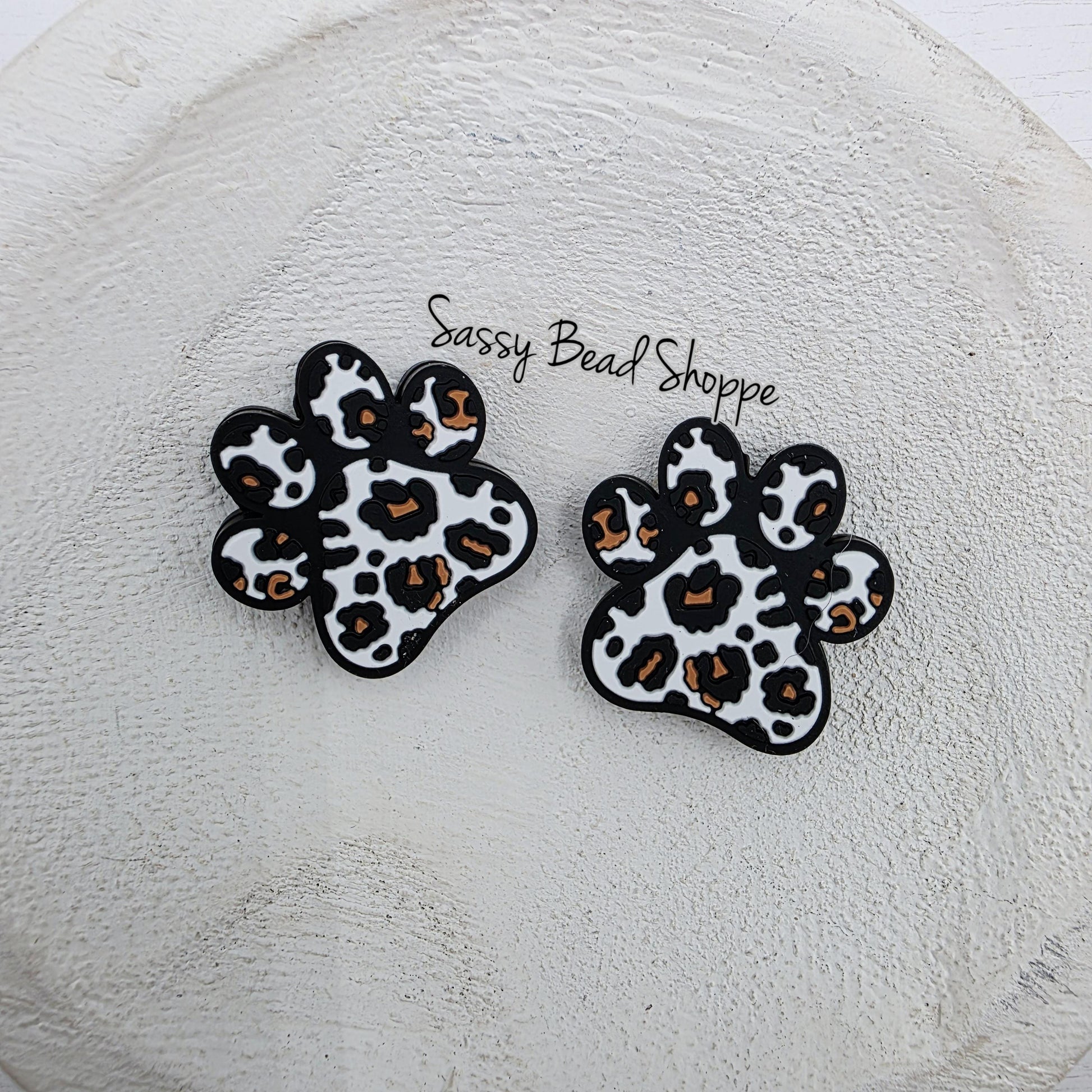 Leopard Paw Silicone Focal Bead, DIY Pen Beads for Bracelets, Keychain Making, Car Charm Crafts, Jewelry, Cookie Scribes, Tumbler Charms