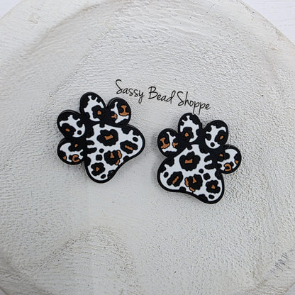 Leopard Paw Silicone Focal Bead, DIY Pen Beads for Bracelets, Keychain Making, Car Charm Crafts, Jewelry, Cookie Scribes, Tumbler Charms