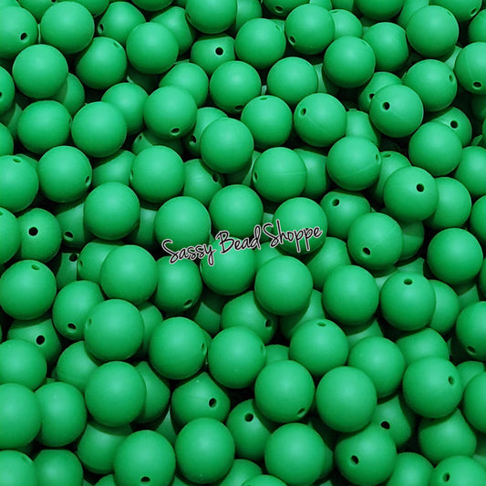 Dark Green 15mm Silicone Beads