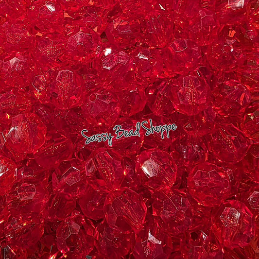 Red Faceted 20mm Acrylic Beads – DIY Jewelry Beads for Bracelets, Necklaces, Keychains, Pens, Scribes, Tumbler Charms
