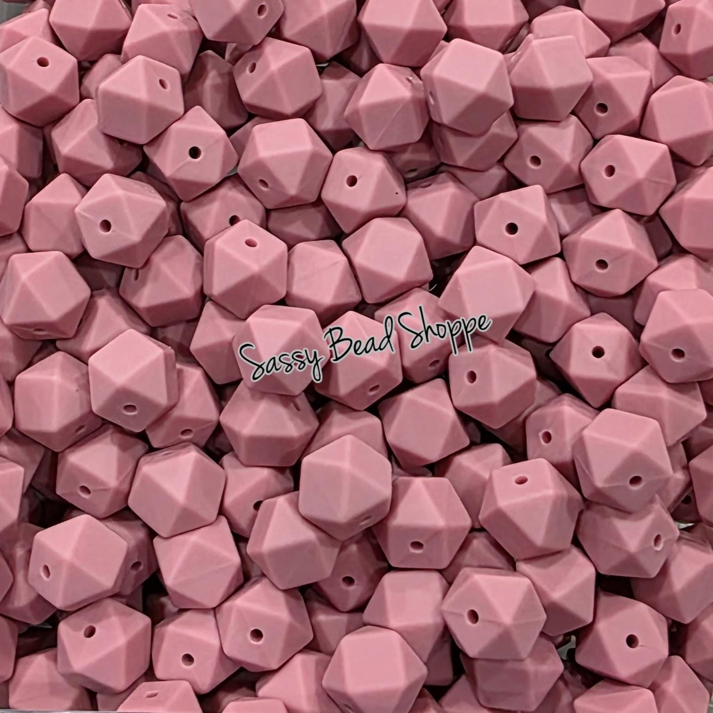 Rose 14mm Hexagon Silicone Beads