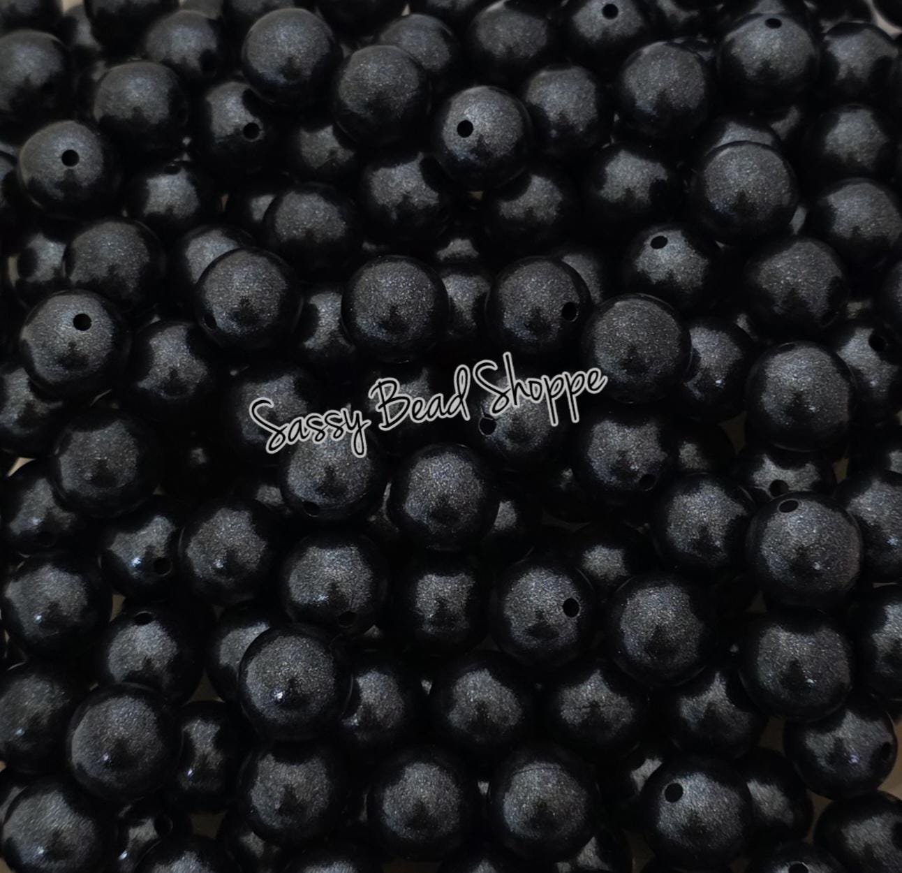 15mm Black Shimmer Silicone Beads