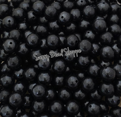 15mm Black Shimmer Silicone Beads