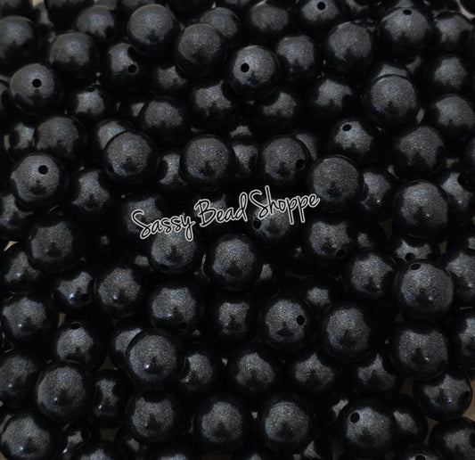 15mm Black Shimmer Silicone Beads