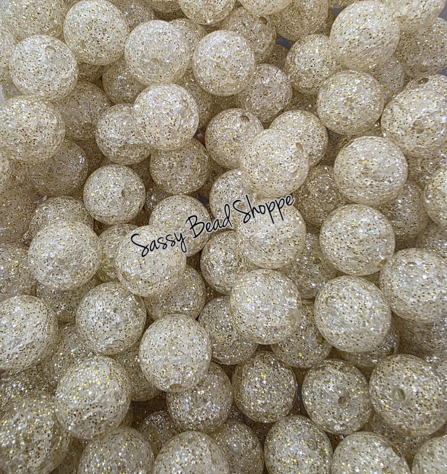 20MM Gold Crackle Glitter Beads